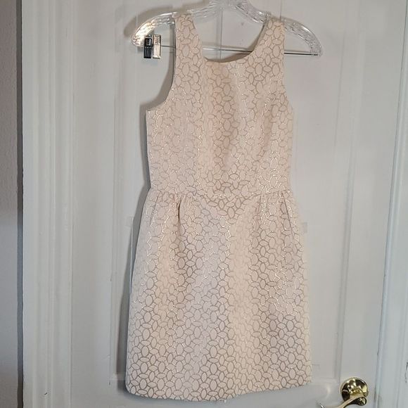 ERIN by Erin Fetherston Josette Dress in White & Gold Open Long Bow‎ Back Size 4 - Picture 3 of 8